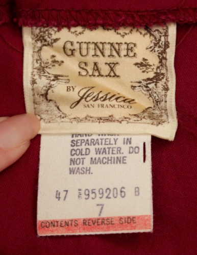 Vintage Damen 70er weinrot Blumen Gunne Sax Prairie Sommerkleid mit Jacke Gr. XS 1970s - Bild 10 von 12