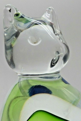 Handgefertigte Studio klare und mehrfarbige Kunst Glas dicke Katze Figur 6" groß - Bild 2 von 8