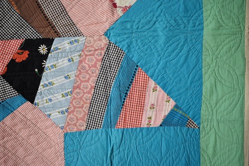 Colorful Vintage 40's Lone Star Antique Quilt, NICE BLUE BACKGROUND! - Picture 7 of 12