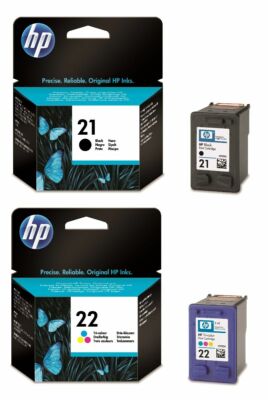HP 21 (C9351AE) Black & HP 22 (C9352AE) Tri-Color Ink Cartridges - Open Box