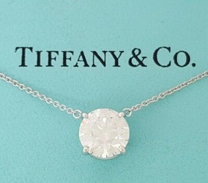 tiffany diamond solitaire pendant 75k platinum ct retail round necklace