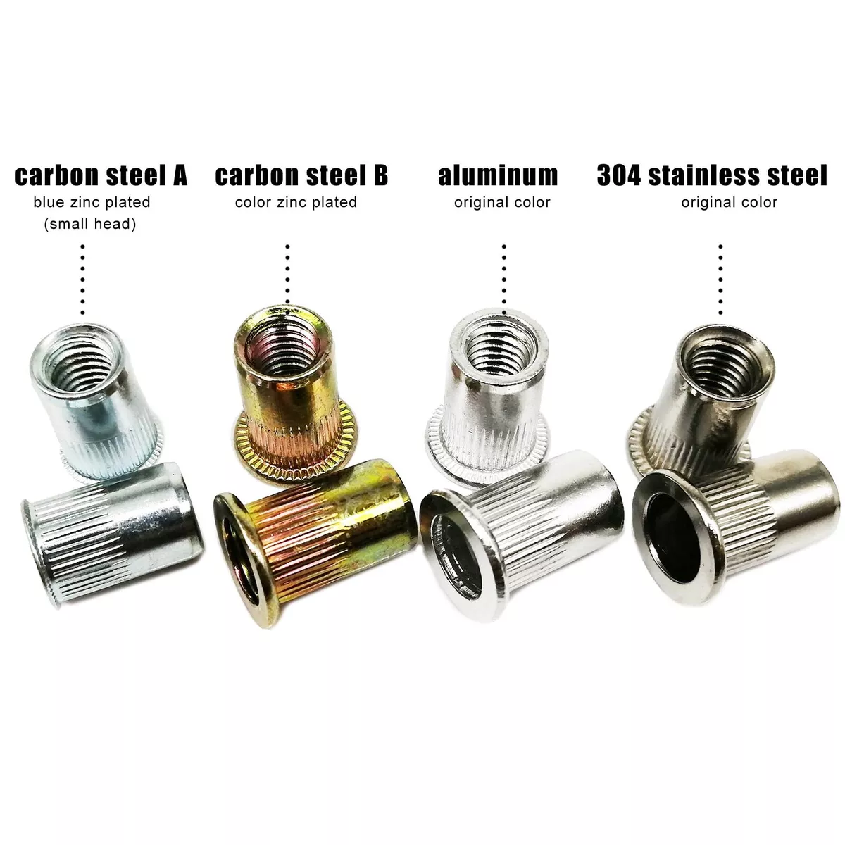 M3 M4 M5 M6 M8 M10M12 Flat Head Threaded Binding Rivet Nut Insert