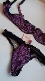 AGENT PROVOCATEUR RARE PURPLE NATALIA BRA 32B & SIZE MEDIUM THONG UK10 BNWOT