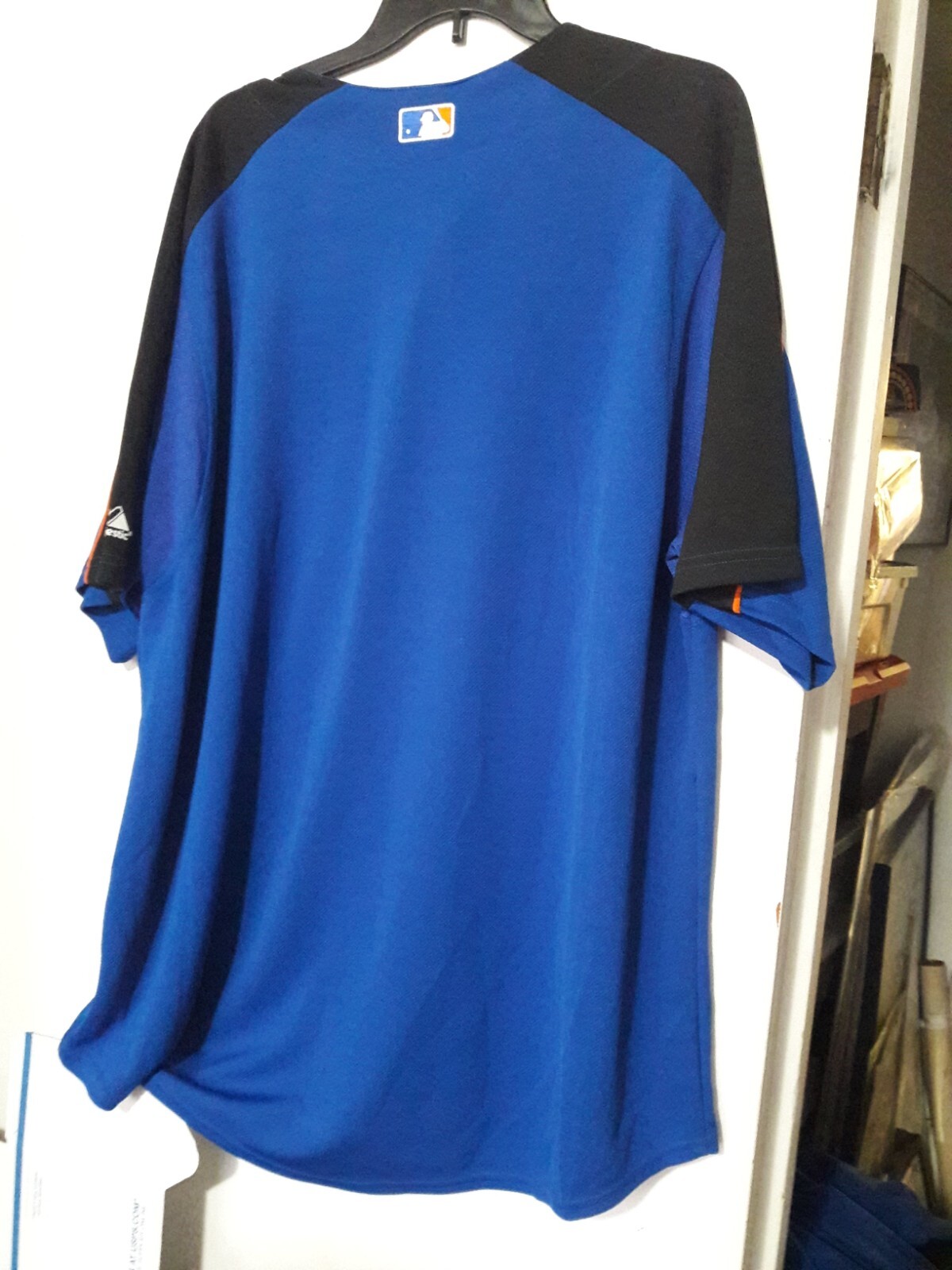 Majestic MLB New York Mets Button Down Jersey Black / Blue Size XL Mens