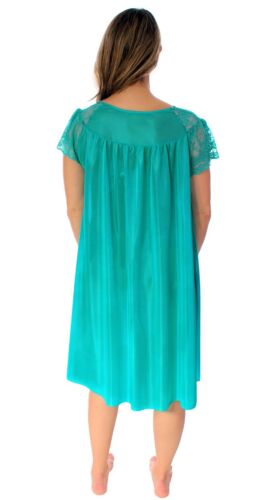 YM Women's Sexy Silky Cap-Sleeves Nightgown with Floral Lace Design 48N - Picture 29 of 49