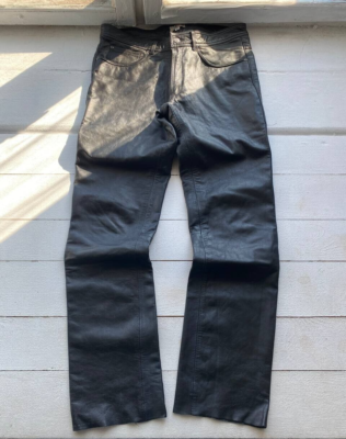 90s Black Leather Pants Gothic Opium Avant Garde 34 Size RARE Mens 