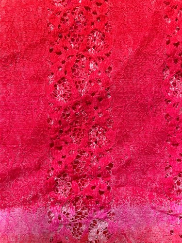 Fabric Lot 4 Yd 32 Ins 54 W Pink Ombré Lace Dress Boudoir Stretch Knit Fabulous - Picture 3 of 7