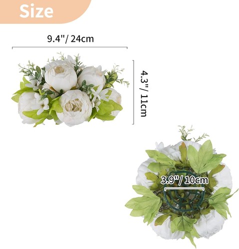 Pack de 2 ramos de peonía artificial arreglo boda centros de mesa blanco crema - Imagen 3 de 3