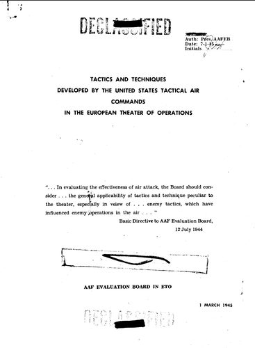 91 Page Army Air Forces AAF Tactics Techniques ETO Tactical Command Report on CD - Picture 2 of 12
