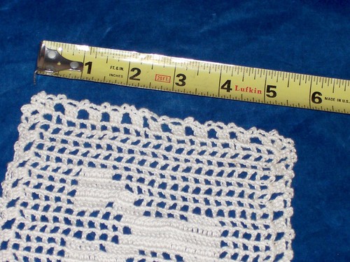 HAND CROCHETED Name " CROSLEY " DOILY White large 23 x 6" radio - Picture 3 of 3