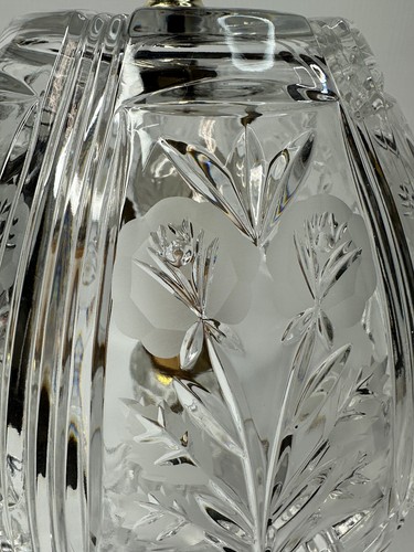 Vintage schweres klares Kristallglas Boudoir Nachtlicht Lampe getäfelte Blätter 13" - Bild 6 von 15