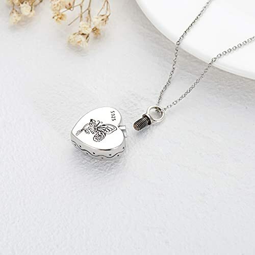 Heart Urn Necklaces for Ashes 925 Silver Hummingbird Sunflower Memorial Pendant - Picture 4 of 7