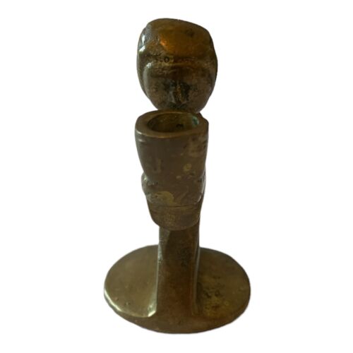 Portacandele metà secolo ottone massiccio metallo angelo alto 1 1/2" - Foto 5 di 6