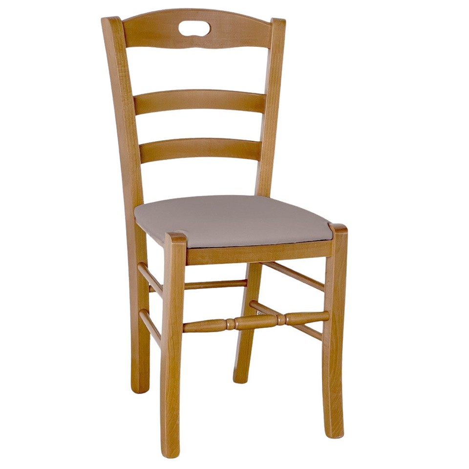 Chaise En Bois Loris Noyer Clair Avec Assise Rembourrée En Écopelle