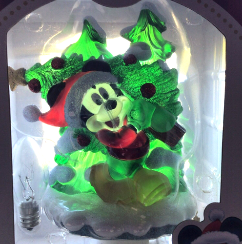 Disney Mickey Mouse Nachtlicht rot Nikolausmütze grün Weihnachtsbaum Wandleuchte - Bild 1 von 9