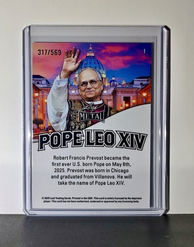 Pope Leo XIV Leaf Metal Cards Set of 4 Pizza / Hot Dog / Skyline / Snow Variants - Picture 3 of 9