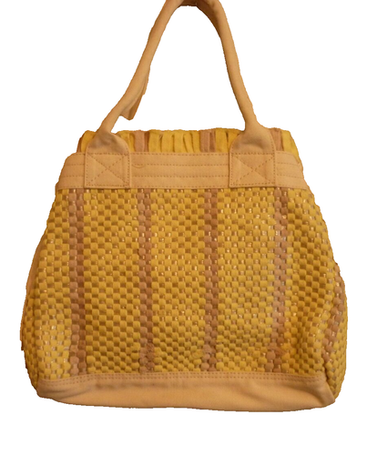 GAP Bag Lattice Woven Braided Yellow Lemon Brown Beige Vintage 1990s NWT - Picture 1 of 12
