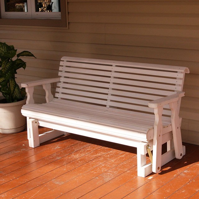 Amish Heavy Duty 800 Lb Roll Back Pressure Treated Porch Glider With Cupholders