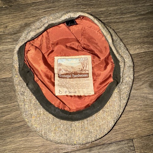 Vtg Donegal Ireland Handwoven Tweed Wool Newsboy Cap D Flood Weaver Sz 7 1/4 - Picture 7 of 8