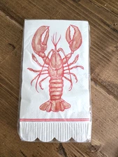 My Mind's Eye 32 Paper Guest Towels Napkins Lobster Pattern Seafood Shellfish