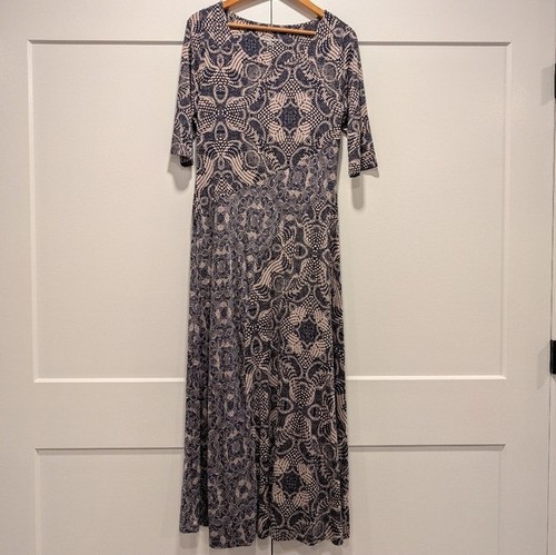 Maxi abito SOFT ENVIRONMENT blu navy e bianco linea ad A taglia media - Foto 10 di 10