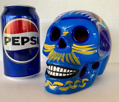 Talavera Day of the Dead Skull Guerrero Handmade Ceramic Mexican Pottery 4 1/2" - Picture 2 of 11