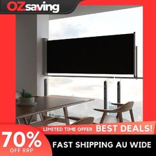 side awning retractable patio privacy 100x300cm black grey 5184