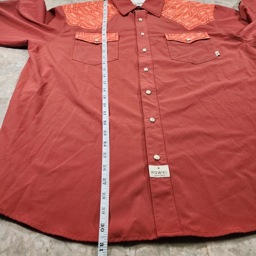 Rowel Western Shirt Men Xl Orange Blue Pearl Snap Tech Performance Cowboy - Picture 12 of 13