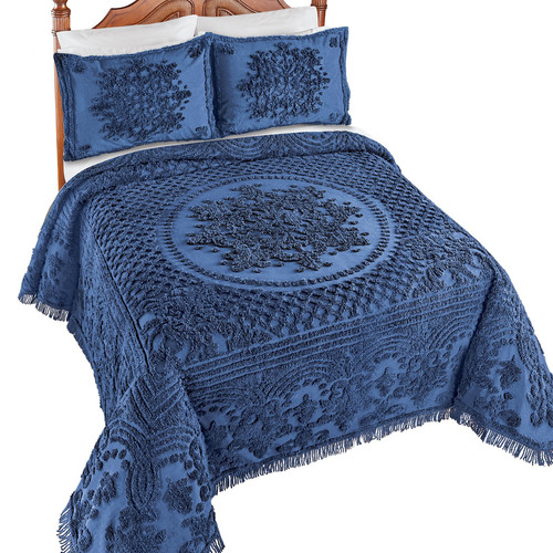 Sophie Textured Chenille Fringe Border Bedspread - Picture 1 of 6