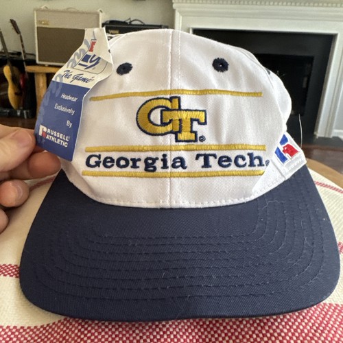 Vintage Georgia Tech Yellow Jackets SnapBack Hat Split Bar The Game New Frat Cap - Picture 1 of 3