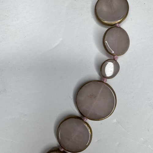 Vintage VW DP Sterling Silver Rose Quartz Circle Disk Statement 22” - Picture 4 of 7