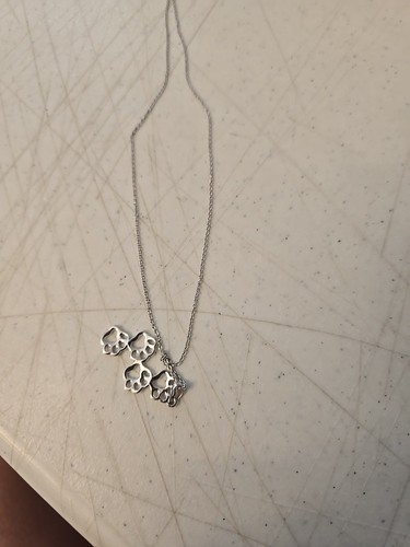 Paw Print Charm Necklace Marked BIN 925 Sterling Silver Animal Pet Lover Dog - Picture 4 of 4