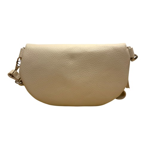 LePelou Damen Umhängetasche weiß elfenbein Echtleder silberne Beschläge - Bild 3 von 11