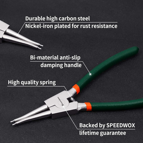 9" Heavy Duty Circlip Pliers, 0.09" Tip, Straight Jaw Snap Ring Remover - New - Picture 3 of 8
