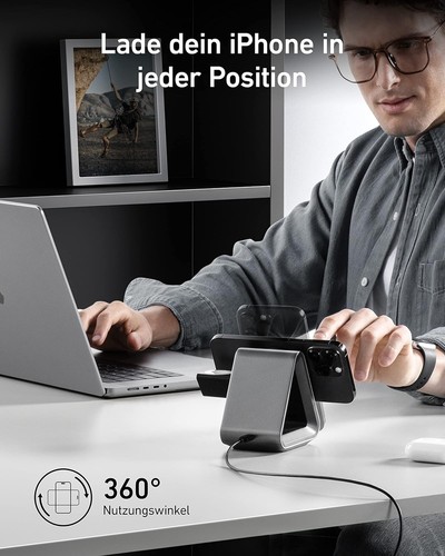 Anker 737 MagGo Charger 3-in-1 kabellose Ladestation USB-C Max 15W mit iPhone 14 - Bild 6 von 6