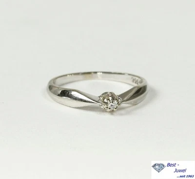 Zarter Ring, 585 Weißgold, 14 Karat, Diamant 0,02 Carat - Bild 1 von 4