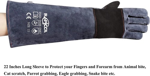 Animal Handling Handschuhe bissfest Kevlar verstärkte Lederpolsterung 22 cm - Bild 6 von 6