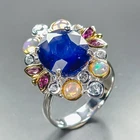 Handmade ring 8 ct+ Blue Sapphire Ring 925 Sterling Silver Size 7.5 /R471443
