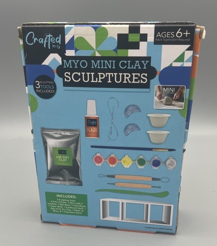NEW Crafted By U Myo Mini Clay Sculptures Kit with 3 sculpting tools and glaze - Picture 2 of 2