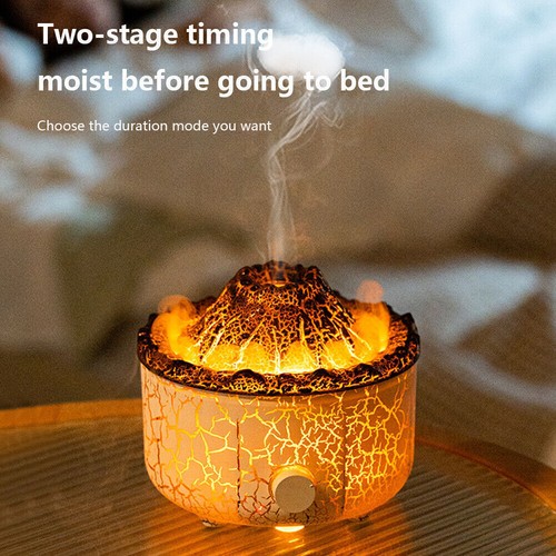 Volcano Air Humidifier Timing 2 Color Flame Lamp Aroma Diffuser for Home Bedroom - Picture 4 of 11