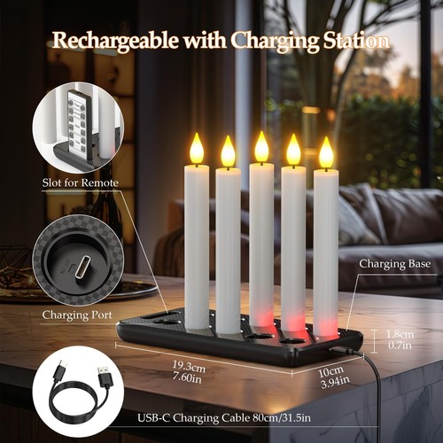 Flameless Taper Candles with Remote & Charging Station, 10 Pack 6.7" Recharge... - Bild 2 von 9
