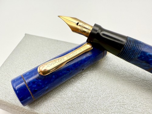 CONKLIN LADY ENDURA LAPIS BLUE FOUNTAIN PEN & PENCIL SET F 14K BUTTER FLEX EXCEL - Picture 15 of 18