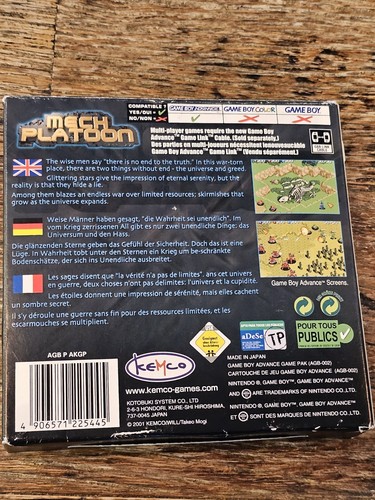 Mech Platoon Gameboy Advance GBA Game Tested and Working CIB Boxed Complete - Picture 2 of 3