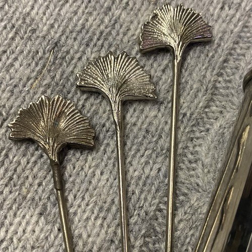 Ginkgo Leaf Cocktail Picks With Holder Set Of 6 - Picture 8 of 15