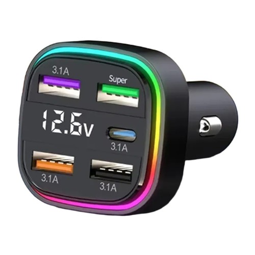 Pour Chargeur Voiture Charge Rapide avec 5 Ports et Fonction Lumière Ambiante C - Photo 9 sur 12