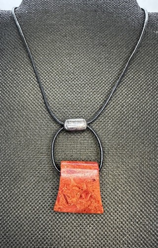 Collar grande de cuero Silpada de plata esterlina INDIA esponja coral 17" N0965