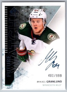 2013 SP Authentic Mikael Granlund Future Watch Auto /999 #319 Minnesota Wild