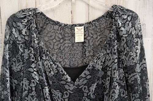 90's Damask Floral Velvet Burnout Top Womans L Peplum Whimsigoth Steampunk Y2K - Picture 3 of 13