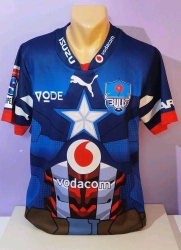 Vodacon Bulls 2019 Captain America Avengers Rugby Shirt Trikot Large SA Pums - Bild 1 von 12