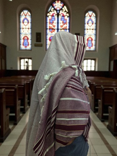 Mantón de oración Kosher Tallis 100 % pura lana Rama talit de lana borgoña zafiro - Imagen 18 de 22